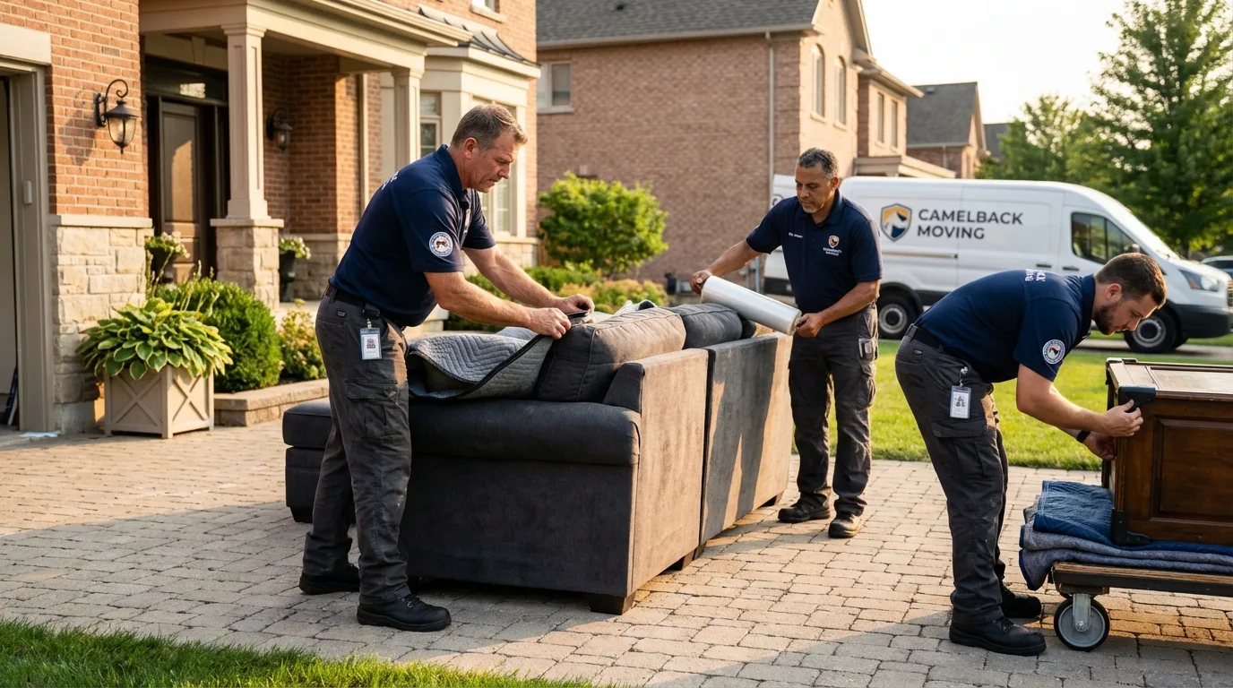 Large estate moving crew wrapping furniture in Bridgeport, PA